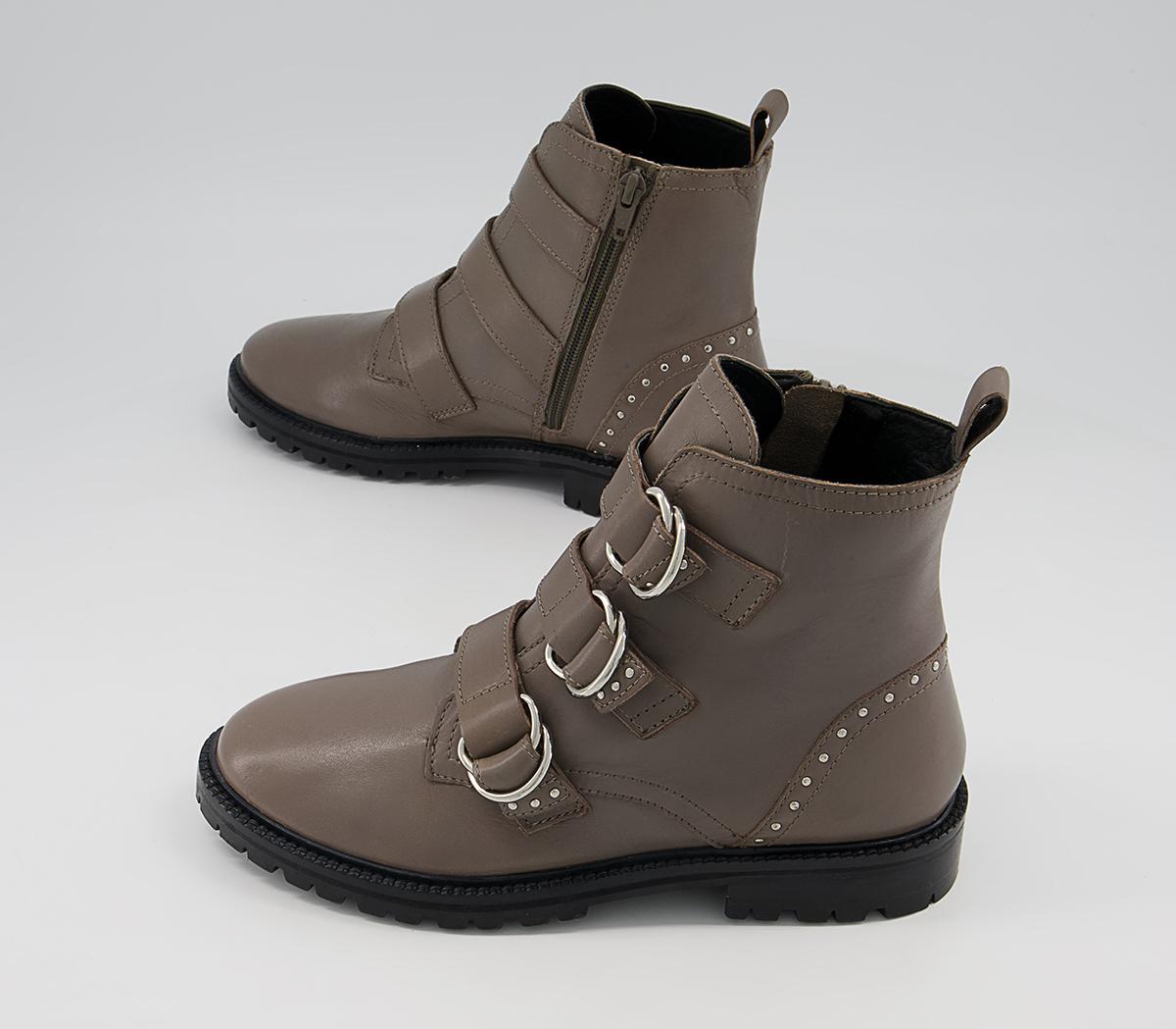 Office Acquisition D Ring Buckle Boots Office Acquisition D Ring Buckle Boots Stone Leather