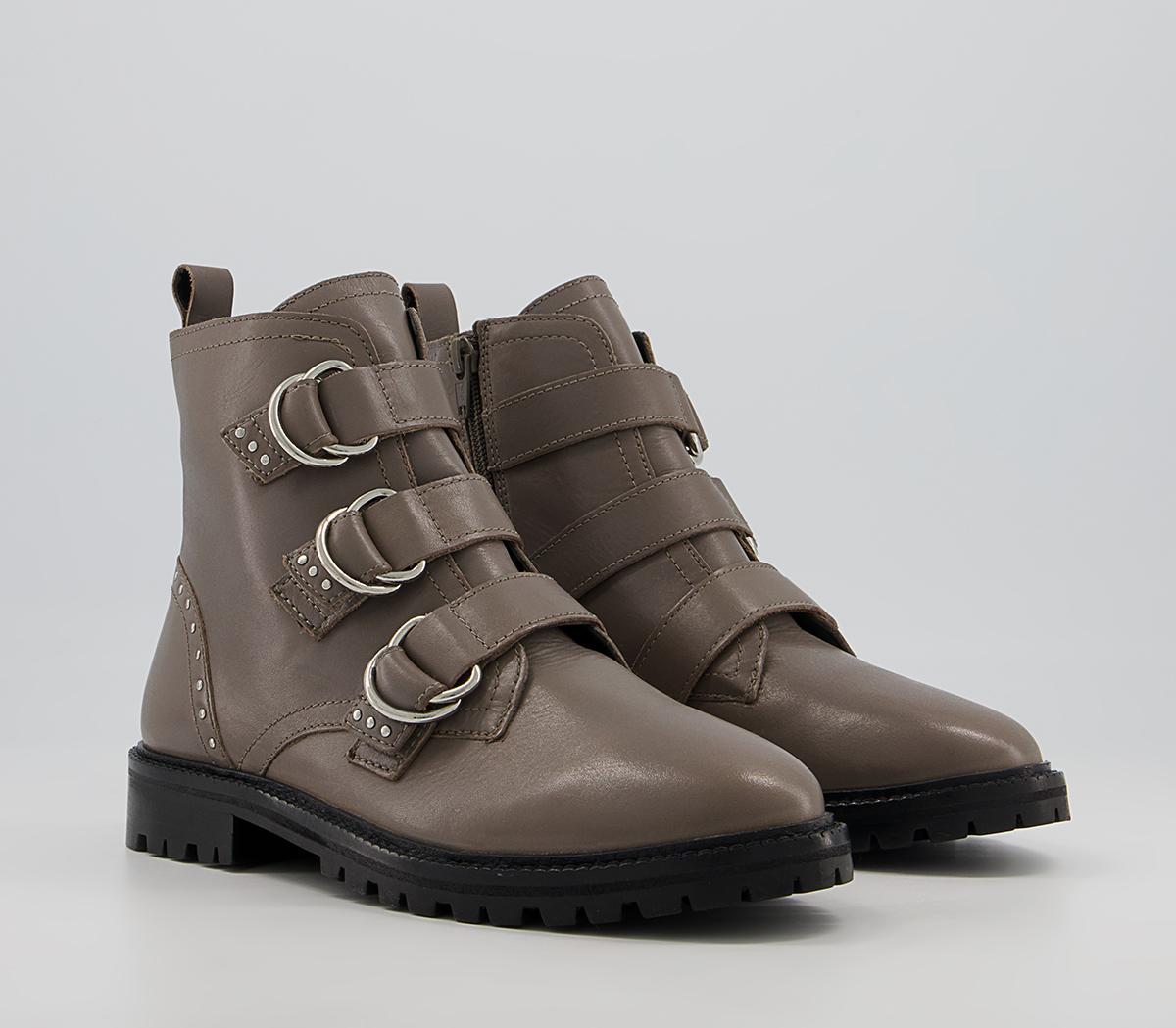 Office Acquisition D Ring Buckle Boots Office Acquisition D Ring Buckle Boots Stone Leather