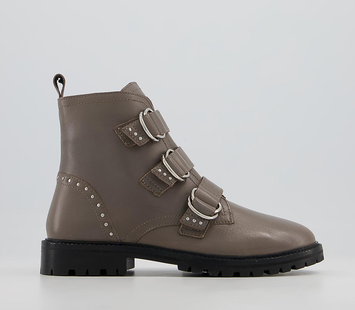 Office Acquisition D Ring Buckle Boots Office Acquisition D Ring Buckle Boots Stone Leather