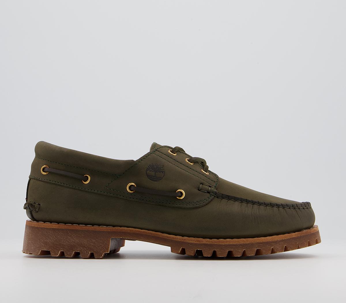 Timberland Authentic 3 Eye Boat Shoes Dark Green - Boat Shoes