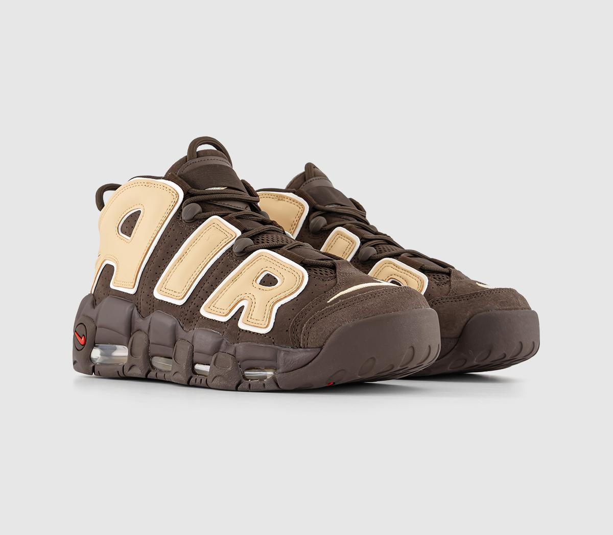 Nike Air More Uptempo Trainers Baroque Brown Sesame Pale Ivory, 7