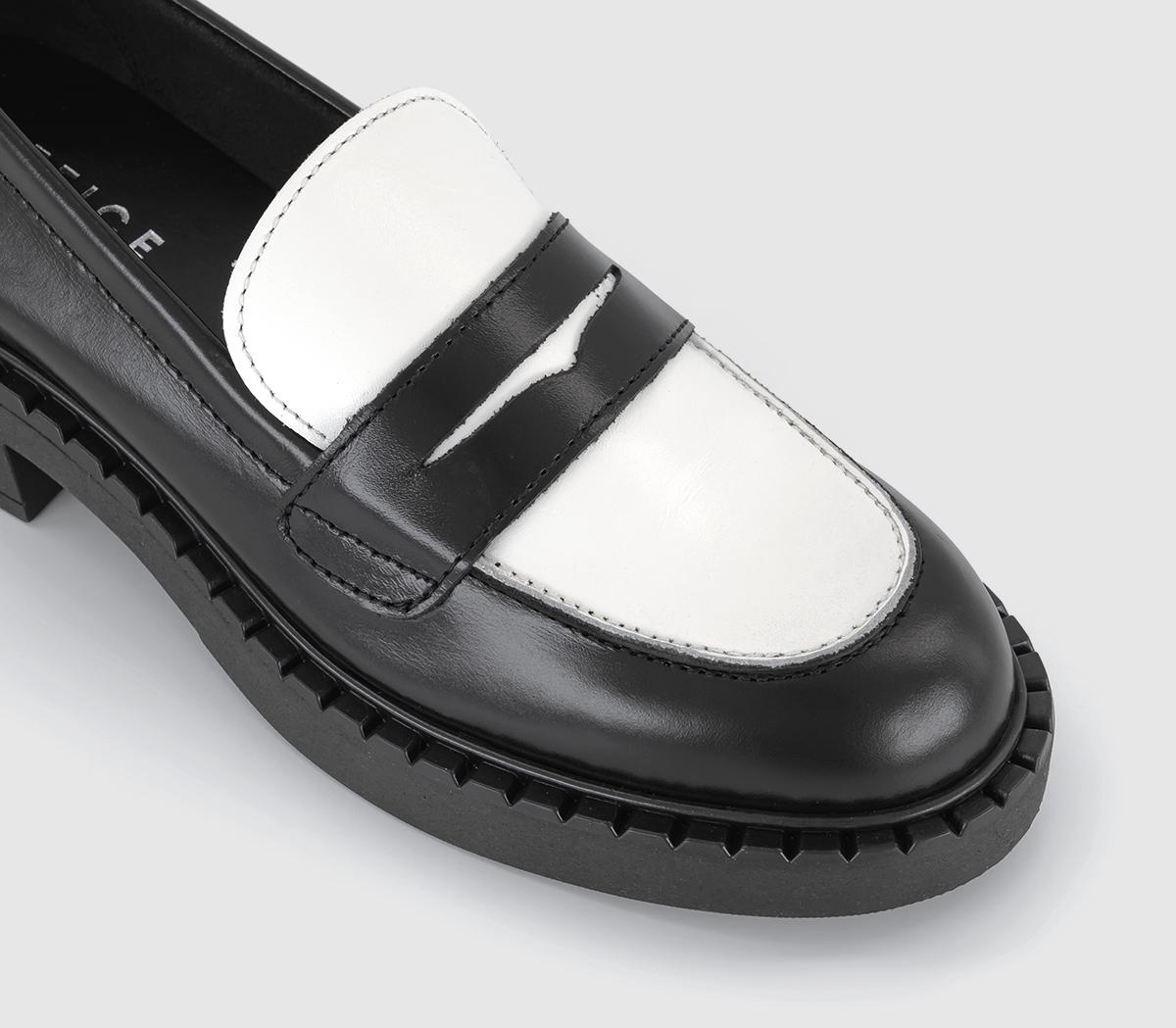 OFFICE Favour Chunky Sole Loafers Blackwhite Leather Mix - Flat Shoes ...