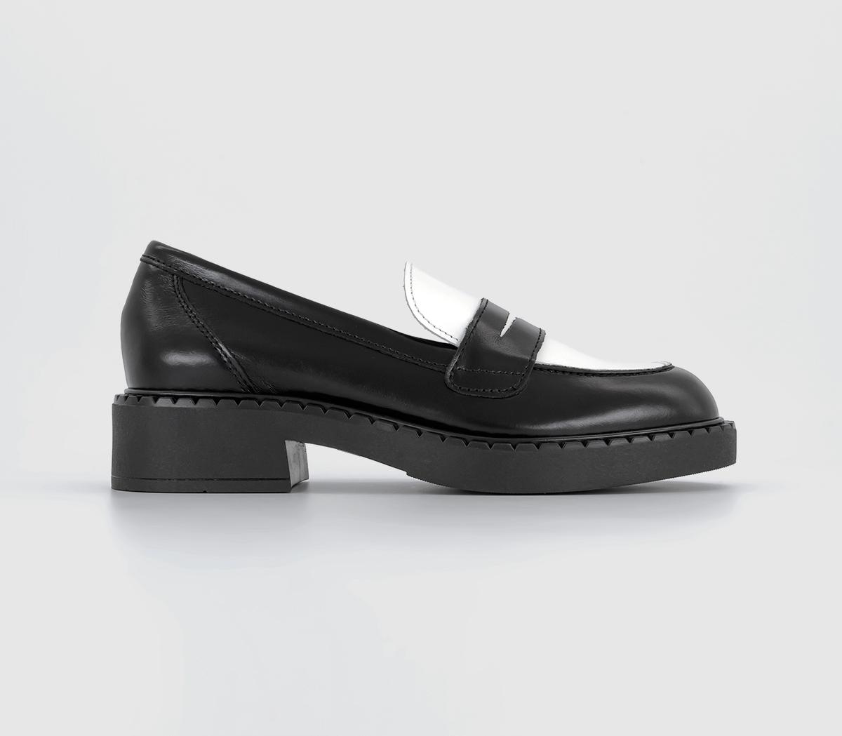 Favour Chunky Sole Loafers Blackwhite Leather Mix