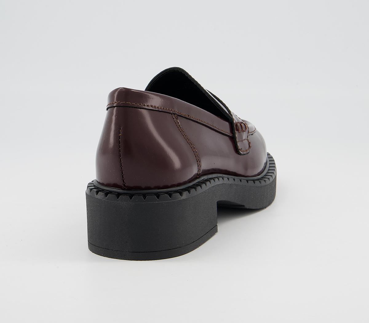 OFFICE Favour Chunky Sole Loafers Dark Burgundy Box Leather - Flat ...