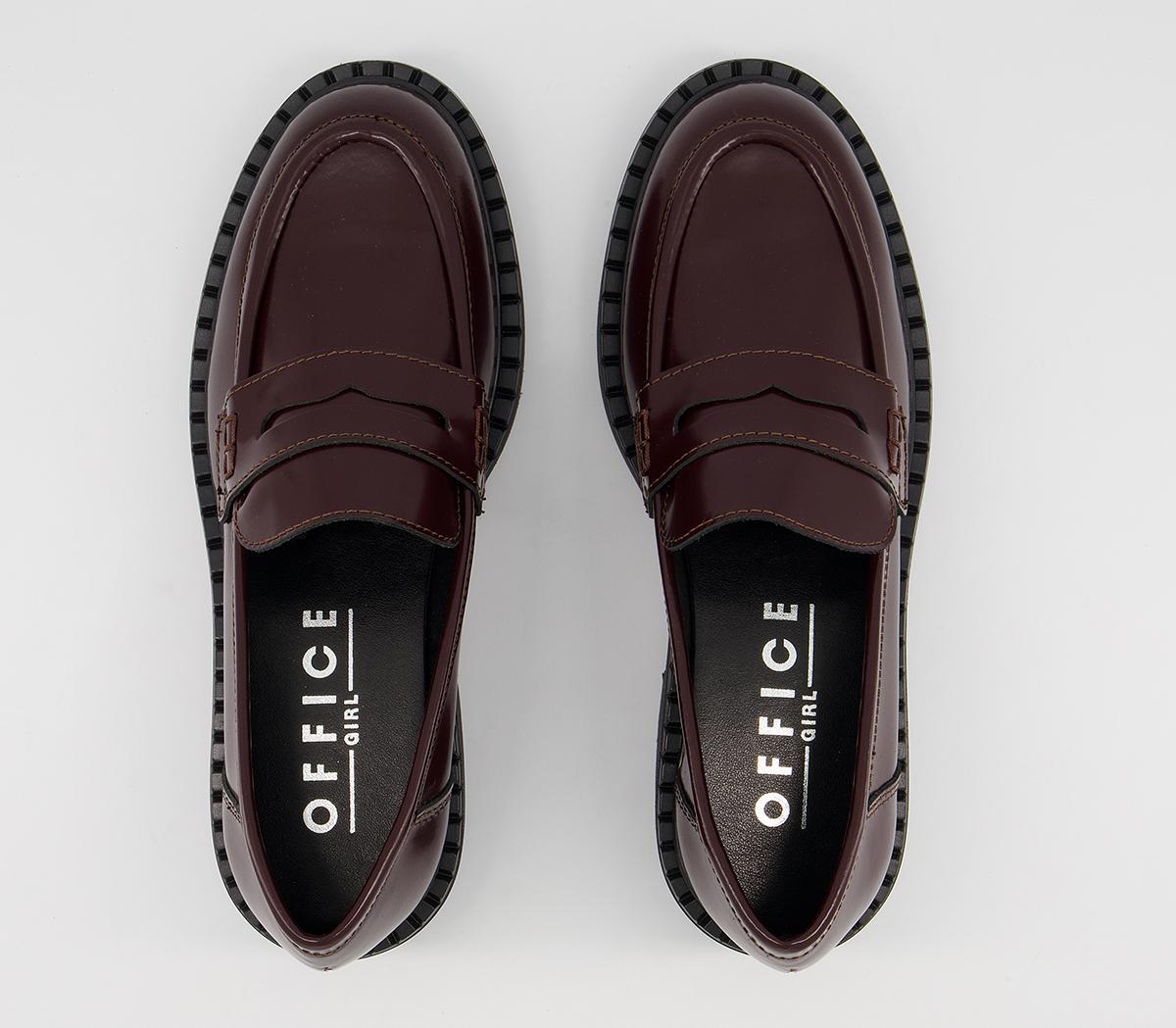 Office Favour Chunky Sole Loafers Office Favour Chunky Sole Loafers Dark Burgundy Box Leather
