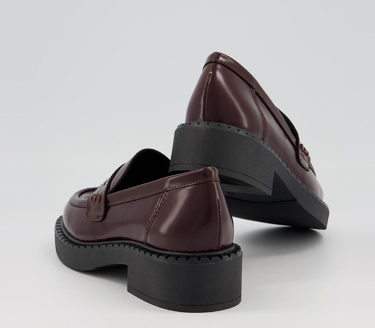 Office Favour Chunky Sole Loafers Office Favour Chunky Sole Loafers Dark Burgundy Box Leather