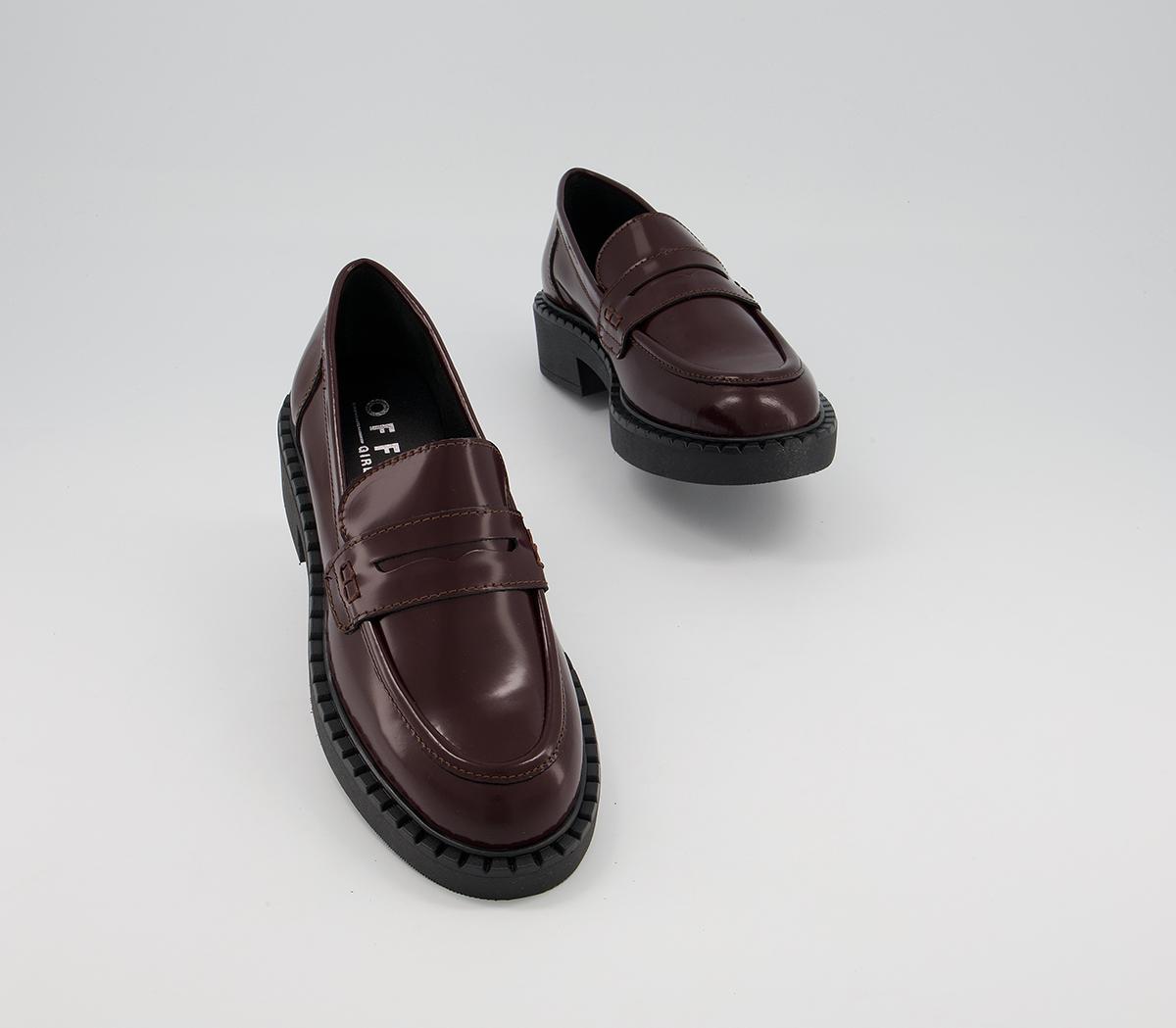 Office Favour Chunky Sole Loafers Office Favour Chunky Sole Loafers Dark Burgundy Box Leather