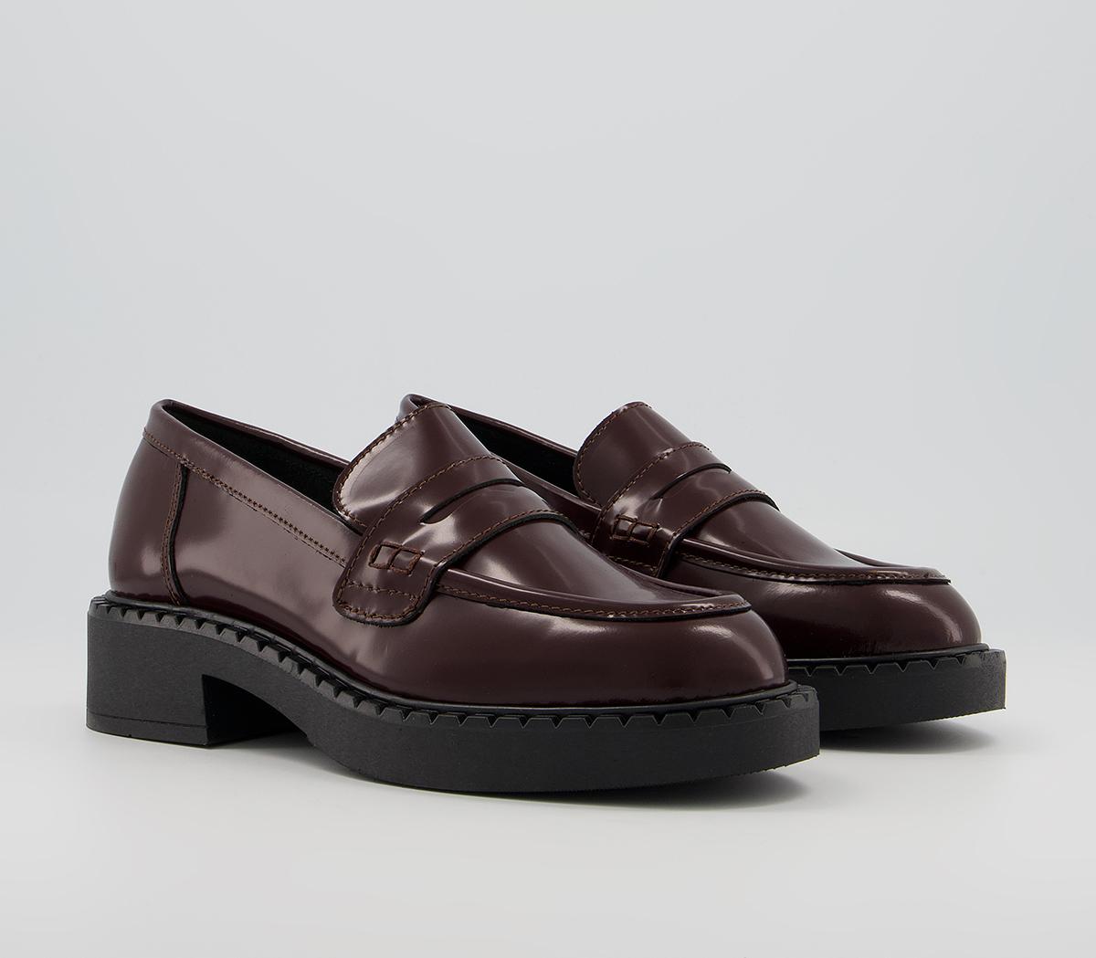 Office Favour Chunky Sole Loafers Office Favour Chunky Sole Loafers Dark Burgundy Box Leather