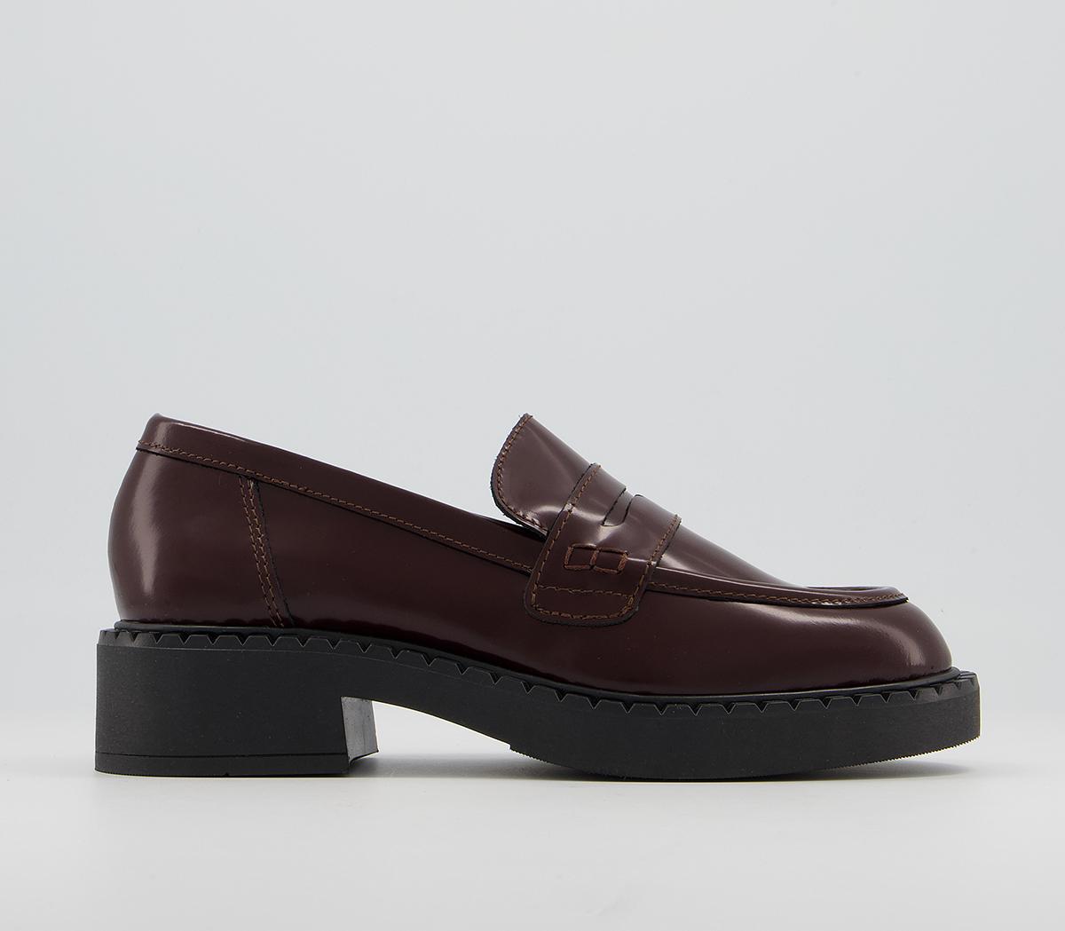 Office Favour Chunky Sole Loafers Office Favour Chunky Sole Loafers Dark Burgundy Box Leather
