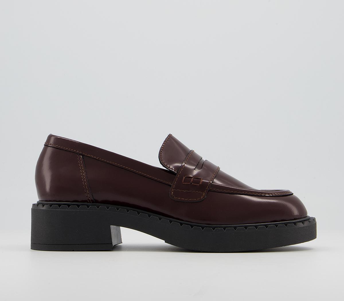 OFFICE Favour Chunky Sole Loafers Dark Burgundy Box Leather - Flat ...