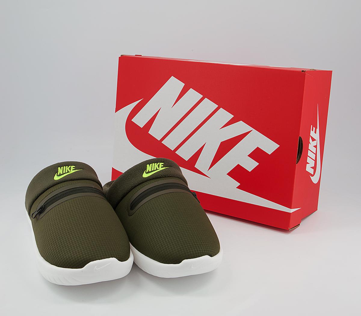 Nike Burrow Slippers Nike Burrow Slippers Cargo Khaki Volt Sequoia Summit White