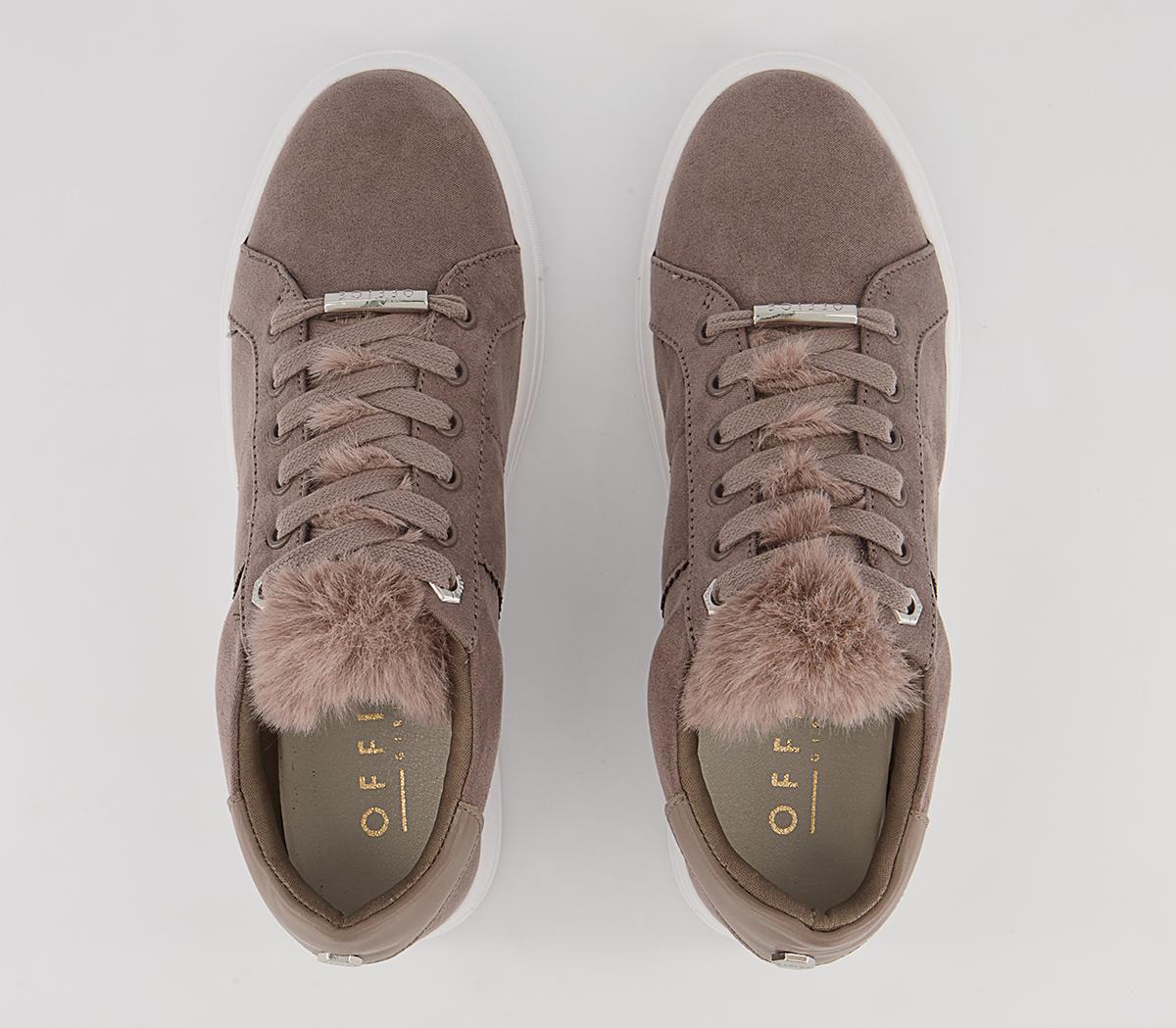 Office Focus Lace Up Platform Trainers Office Focus Lace Up Platform Trainers Grey With Faux Fur