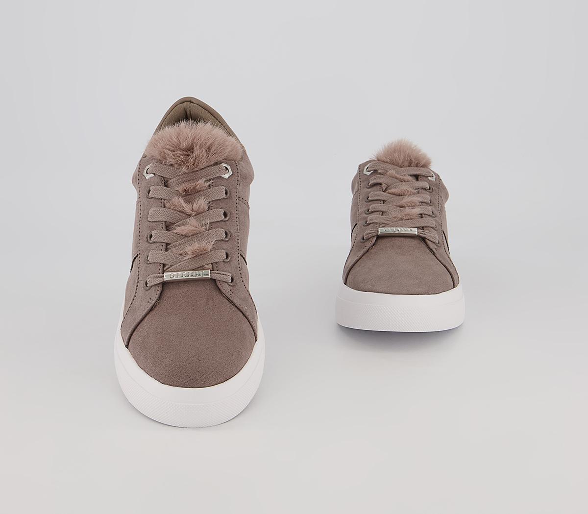 Office Focus Lace Up Platform Trainers Office Focus Lace Up Platform Trainers Grey With Faux Fur