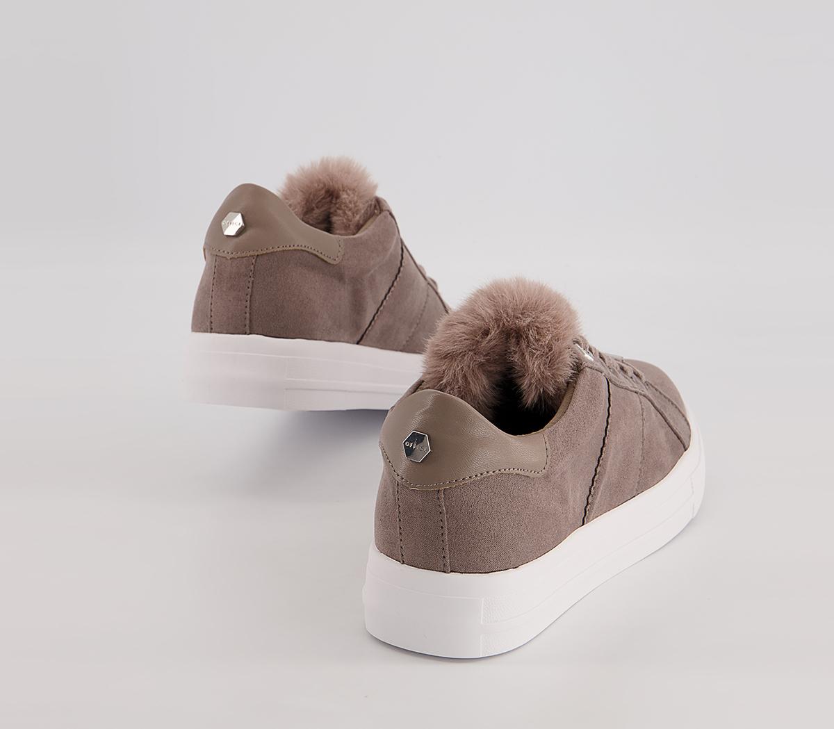 Office Focus Lace Up Platform Trainers Office Focus Lace Up Platform Trainers Grey With Faux Fur