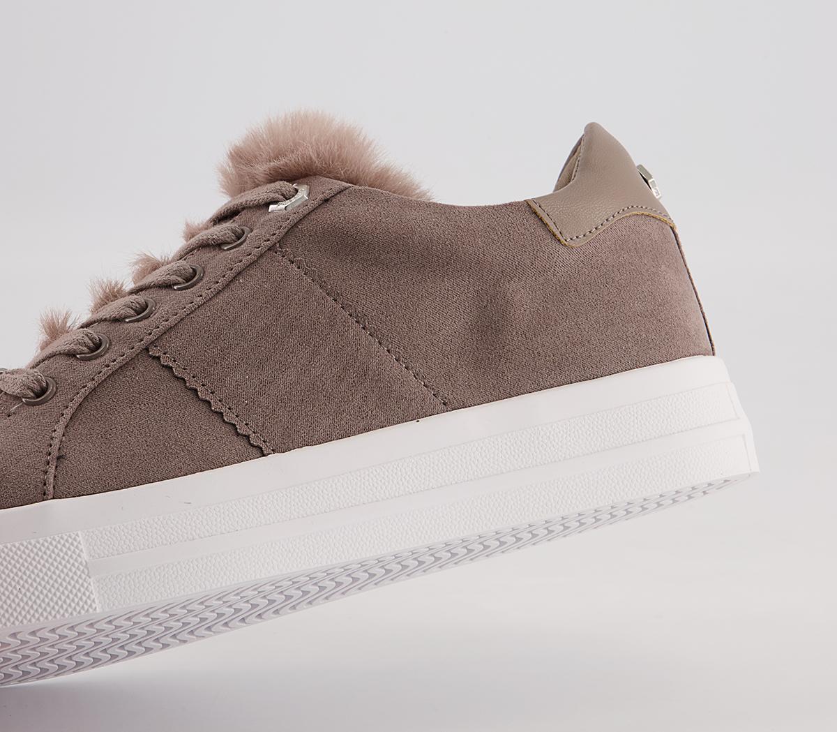Office Focus Lace Up Platform Trainers Office Focus Lace Up Platform Trainers Grey With Faux Fur