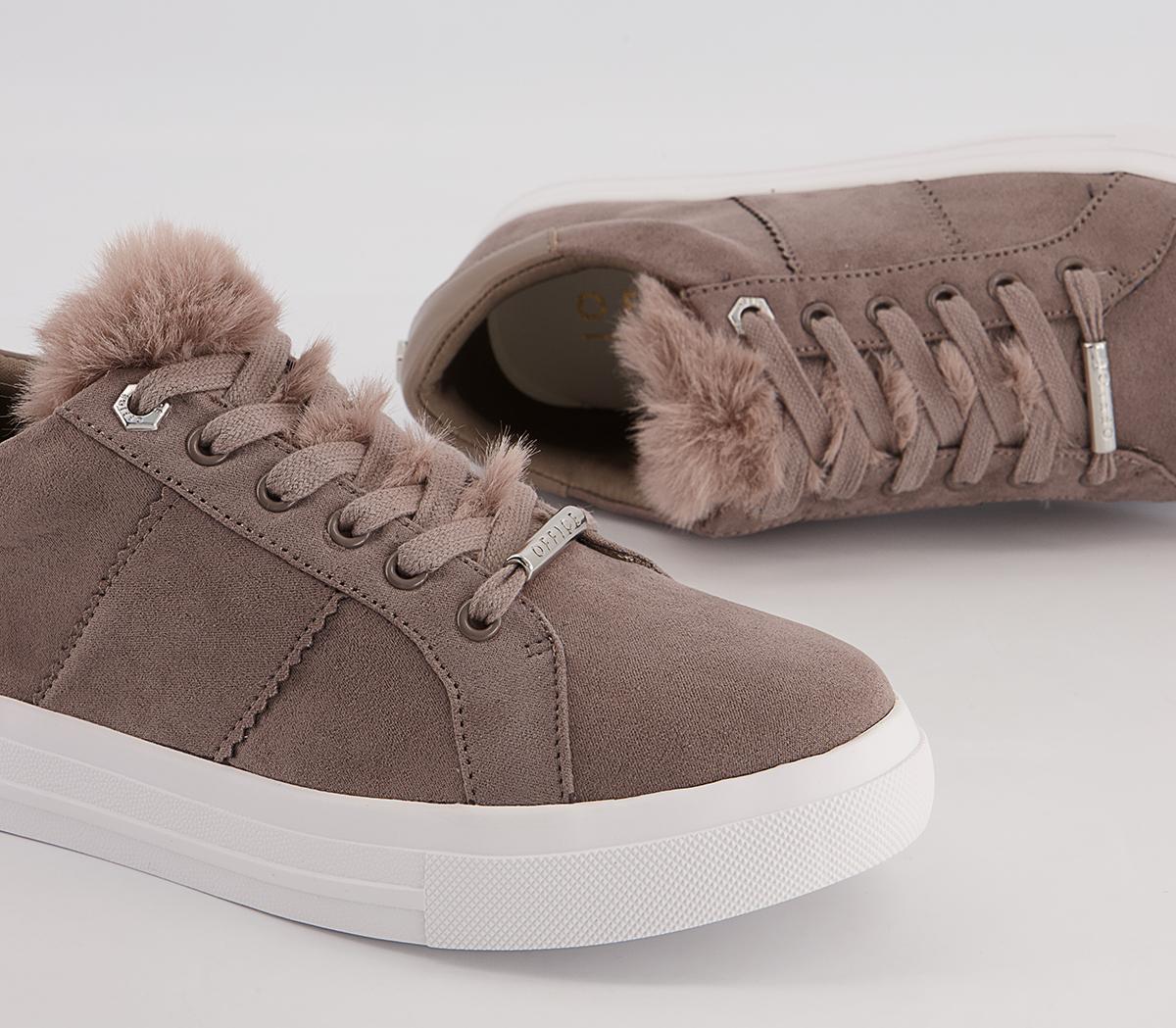 Office Focus Lace Up Platform Trainers Office Focus Lace Up Platform Trainers Grey With Faux Fur