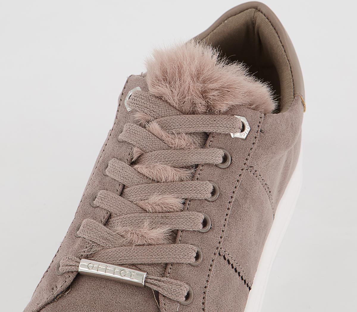 Office Focus Lace Up Platform Trainers Office Focus Lace Up Platform Trainers Grey With Faux Fur
