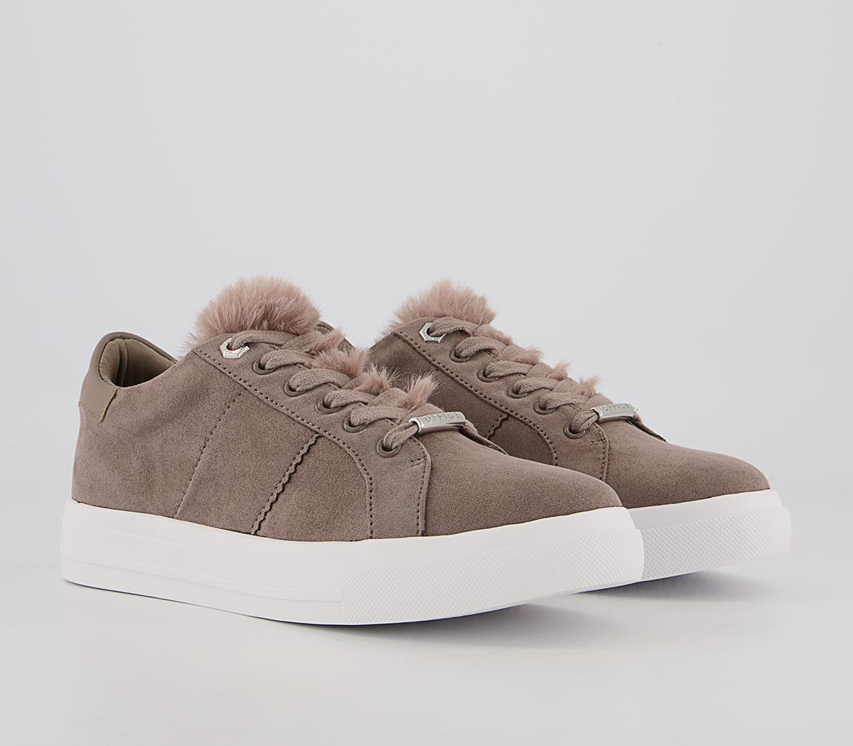 Office Focus Lace Up Platform Trainers Office Focus Lace Up Platform Trainers Grey With Faux Fur