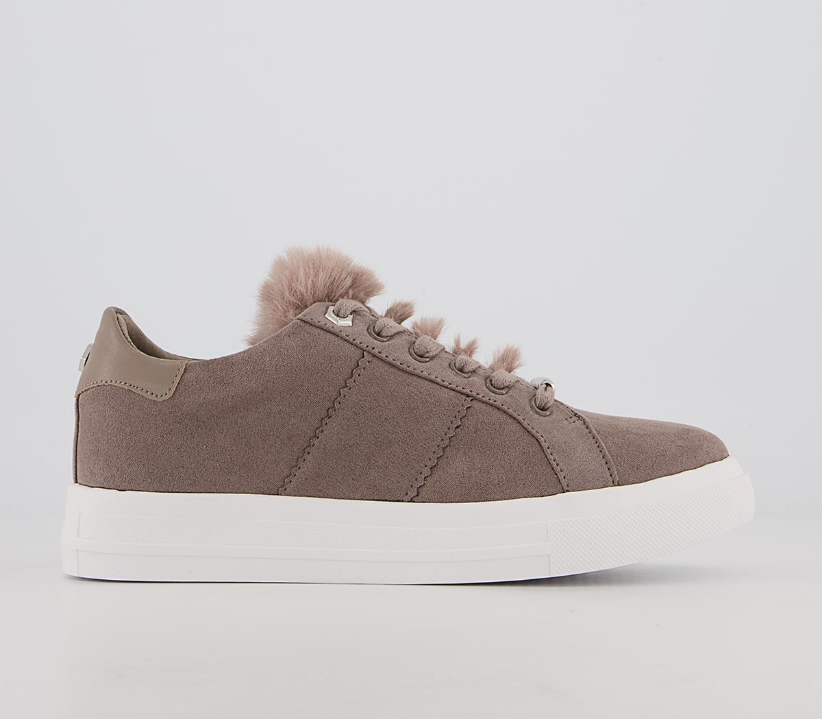 Office Focus Lace Up Platform Trainers Office Focus Lace Up Platform Trainers Grey With Faux Fur