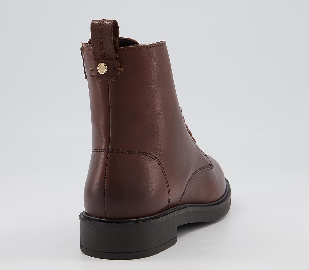 Office Advertise Chunky Smooth Sole Lace Up Boots Office Advertise Chunky Smooth Sole Lace Up Boots Brown Leather