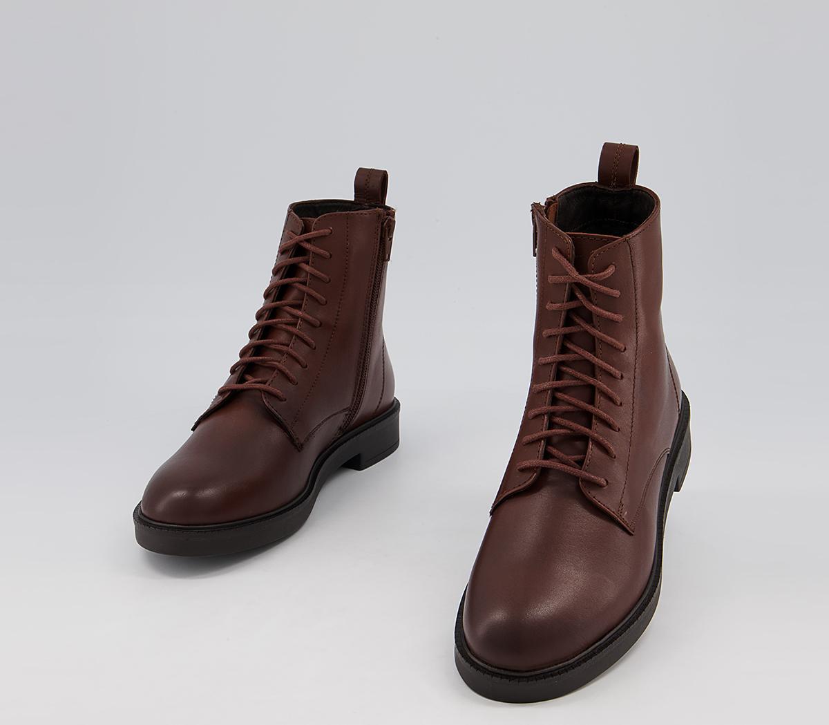 Office Advertise Chunky Smooth Sole Lace Up Boots Office Advertise Chunky Smooth Sole Lace Up Boots Brown Leather