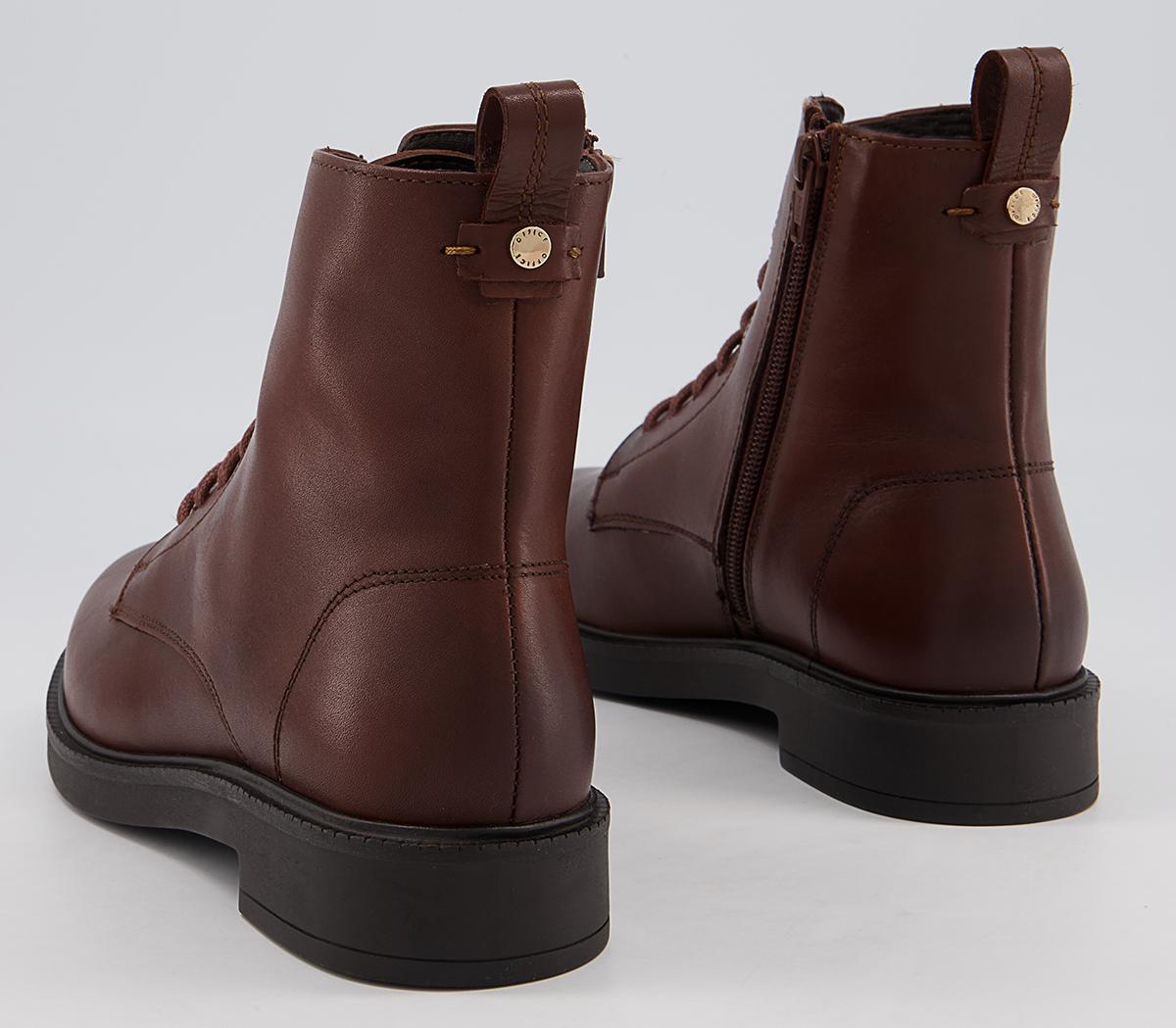 Office Advertise Chunky Smooth Sole Lace Up Boots Office Advertise Chunky Smooth Sole Lace Up Boots Brown Leather