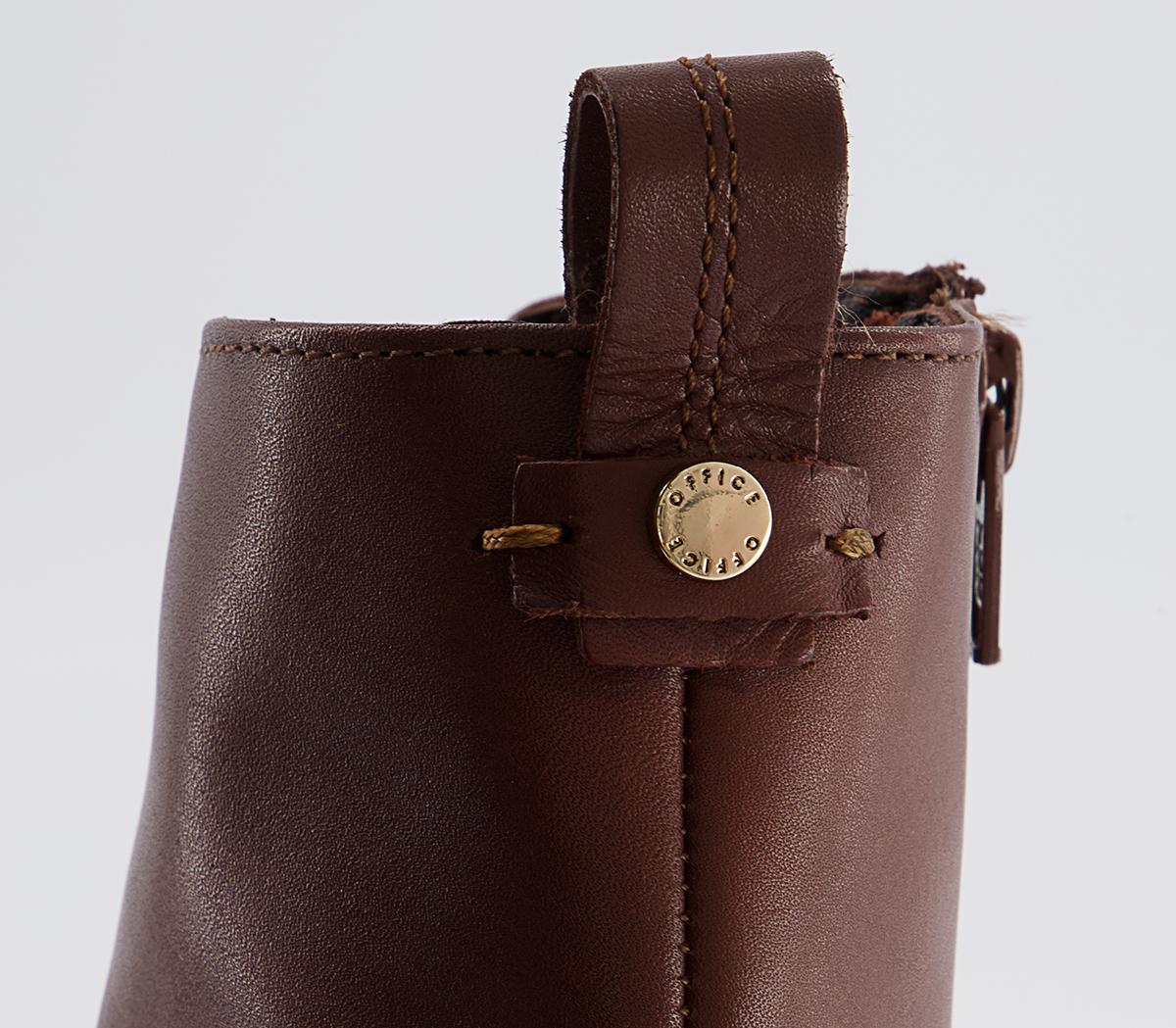 Office Advertise Chunky Smooth Sole Lace Up Boots Office Advertise Chunky Smooth Sole Lace Up Boots Brown Leather