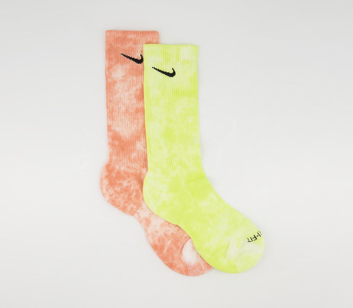 Nike Everyday Plush Crew 2 Pack Socks Nike Everyday Plush Crew 2 Pack Socks Yellow Multi