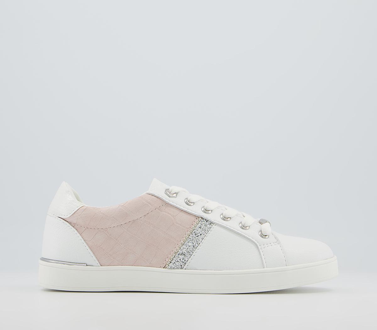 Office Forgive Embellished Lace Up Trainers Office Forgive Embellished Lace Up Trainers White Nude Mix