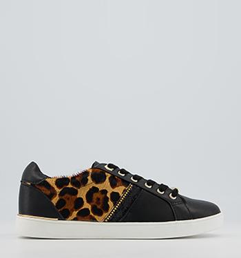 black and leopard trainers