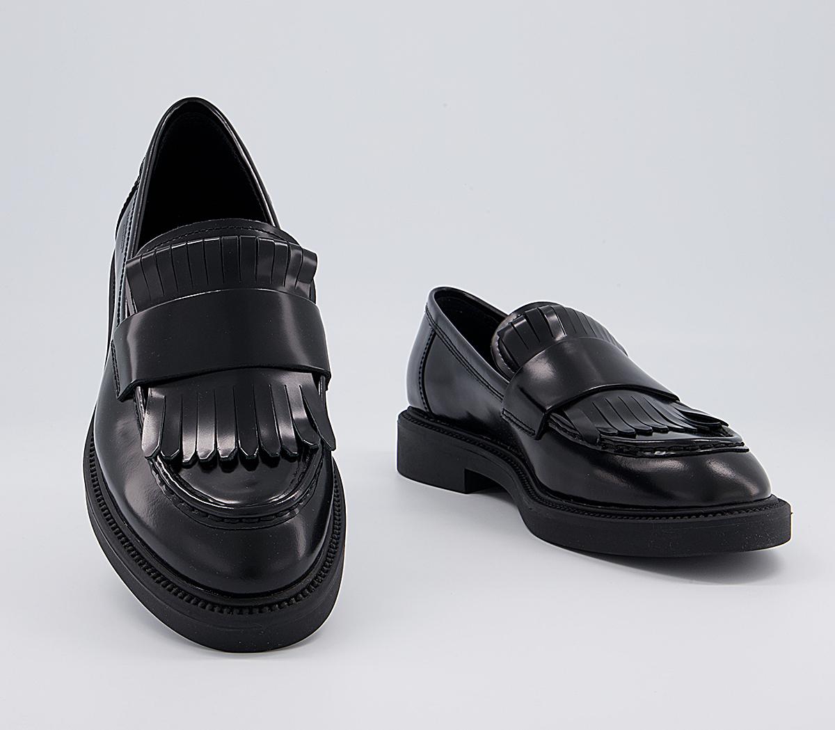 Vagabond Shoemakers Alex Kiltie Loafers Black Flat Shoes for Women