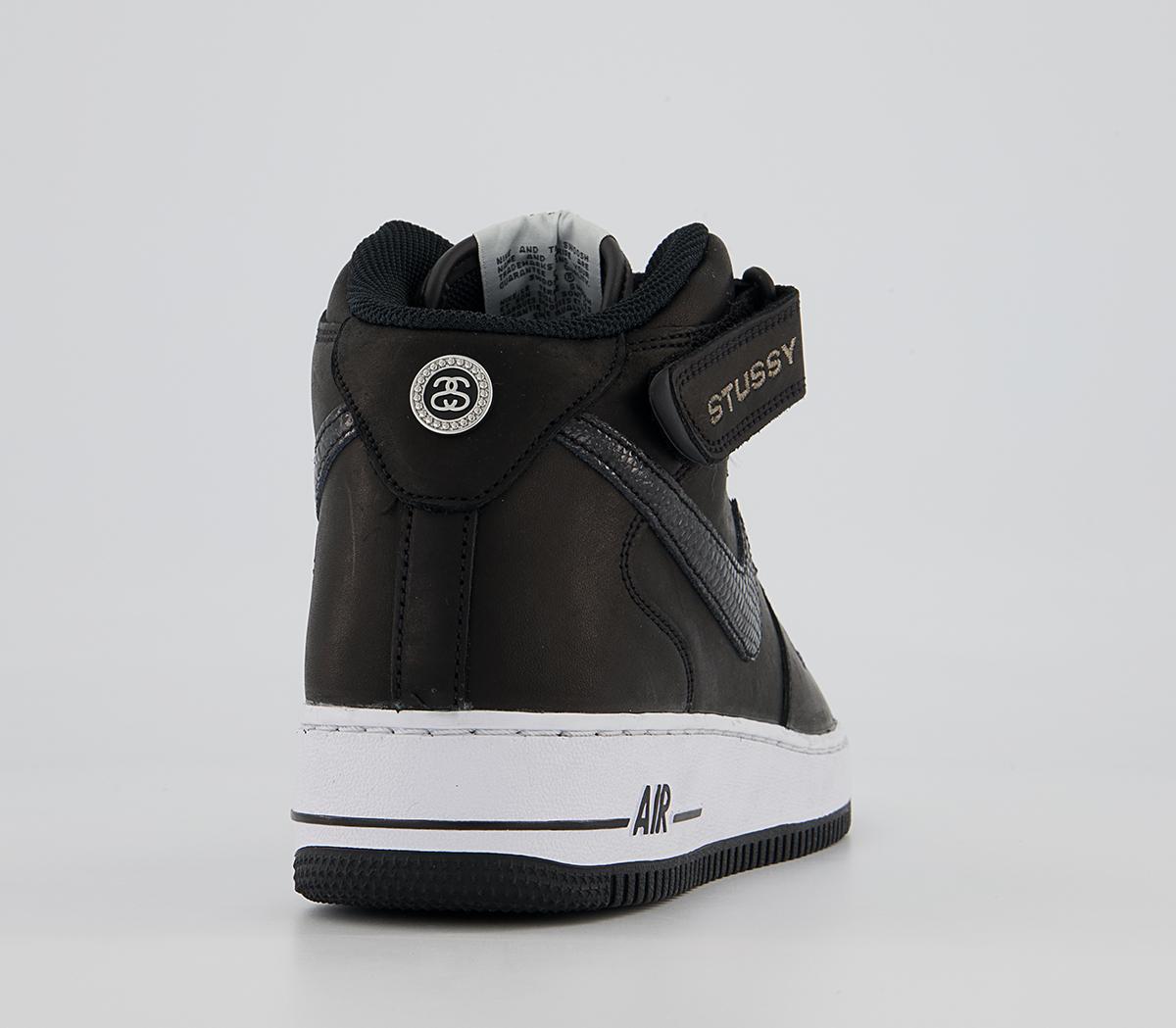 NikeStussy Nike Air Force 1 Mid TrainersBlack