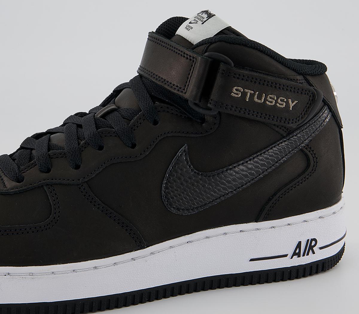 NikeStussy Nike Air Force 1 Mid TrainersBlack