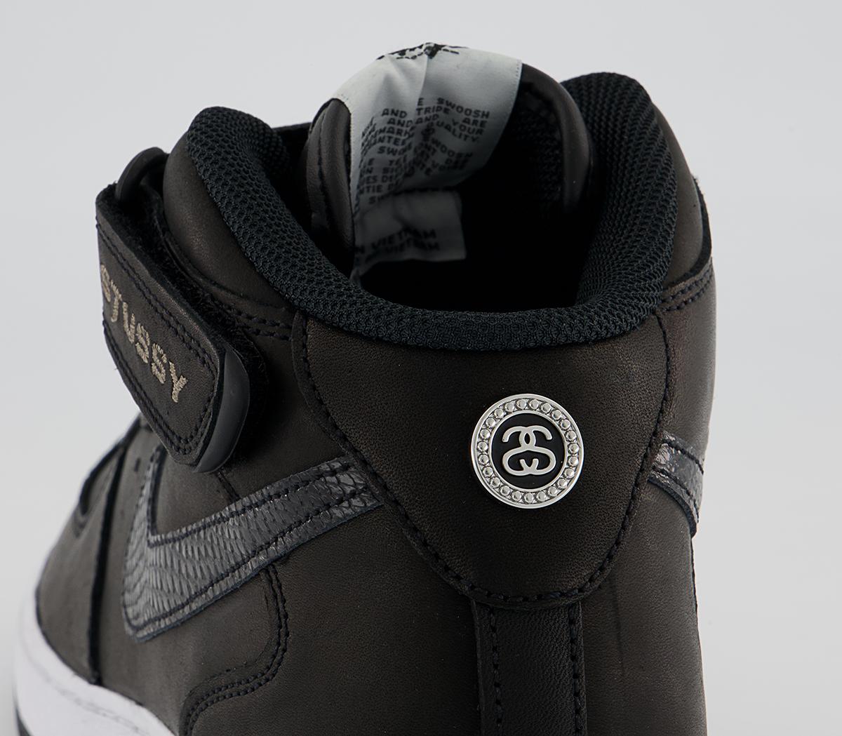 NikeStussy Nike Air Force 1 Mid TrainersBlack