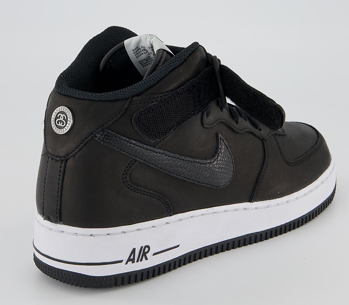 NikeStussy Nike Air Force 1 Mid TrainersBlack