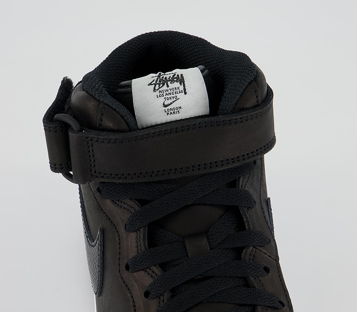 NikeStussy Nike Air Force 1 Mid TrainersBlack