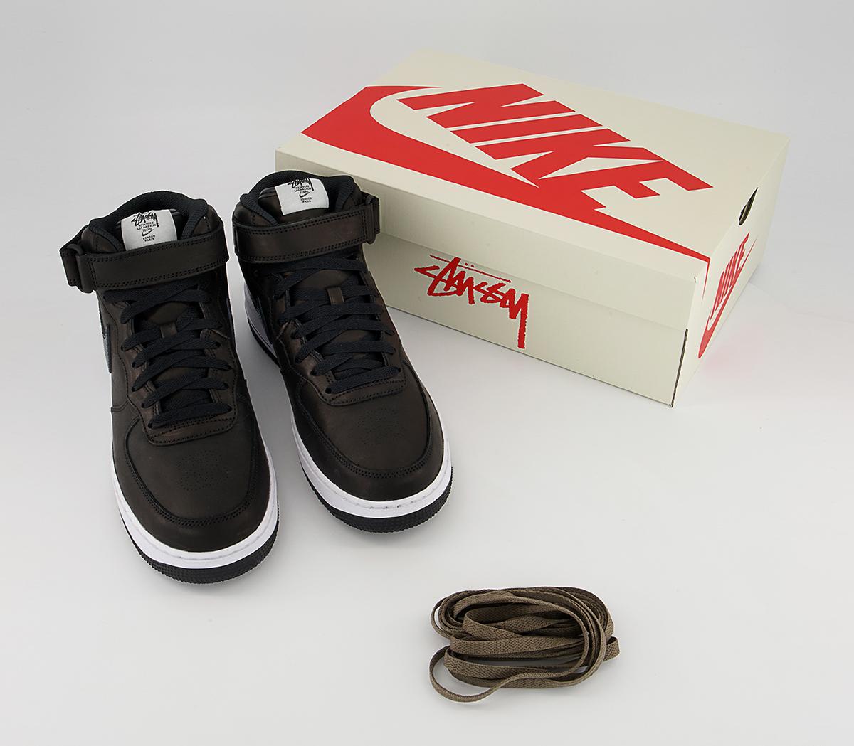 NikeStussy Nike Air Force 1 Mid TrainersBlack