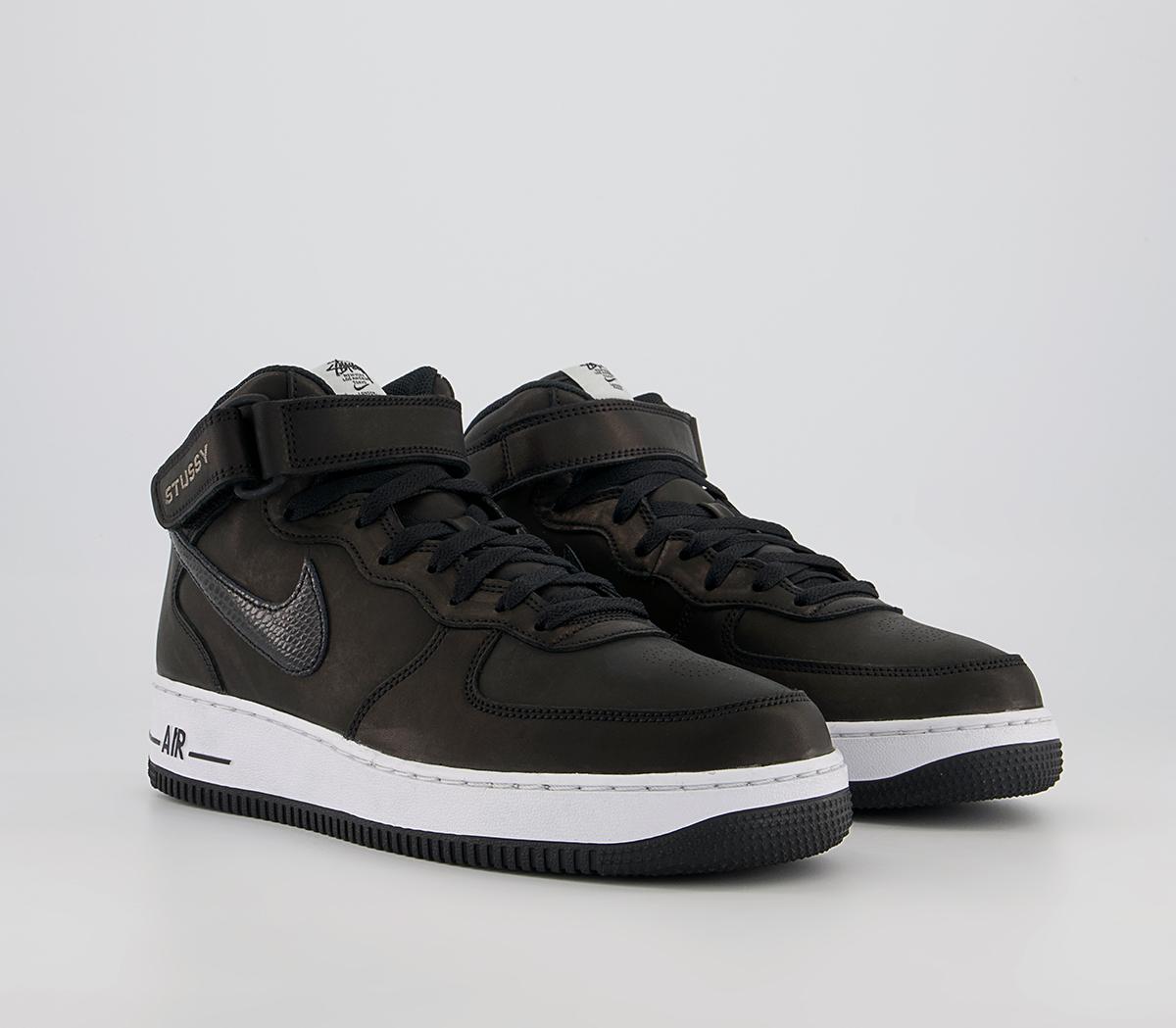 Nike Stussy Nike Air Force 1 Mid Trainers Black - Women's Trainers