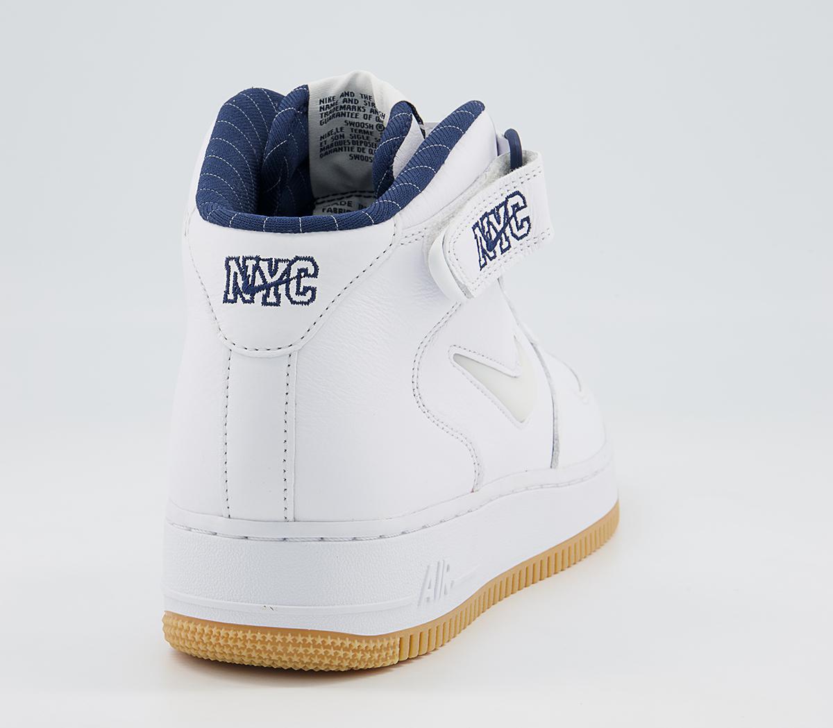 Nike Nike Air Force 1 Mid Trainers Nike Nike Air Force 1 Mid Trainers White White Midnight Navy Gum Yellow