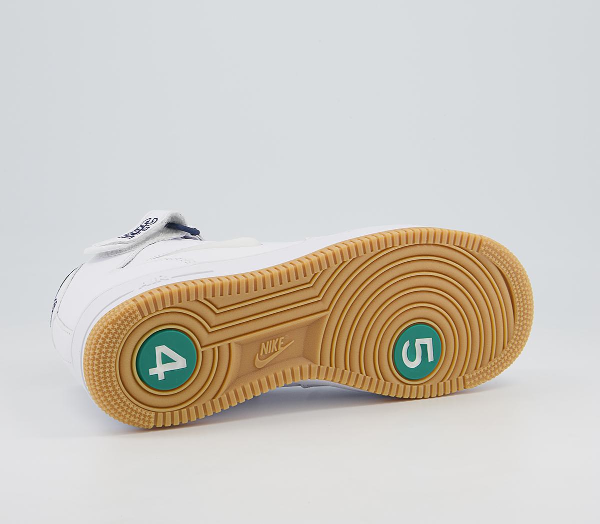 Nike Nike Air Force 1 Mid Trainers Nike Nike Air Force 1 Mid Trainers White White Midnight Navy Gum Yellow