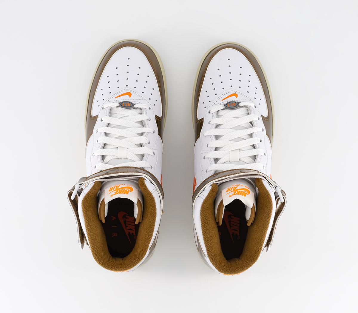 Nike Nike Air Force 1 Mid Trainers Nike Nike Air Force 1 Mid Trainers White Total Orange Ale Brown Beach