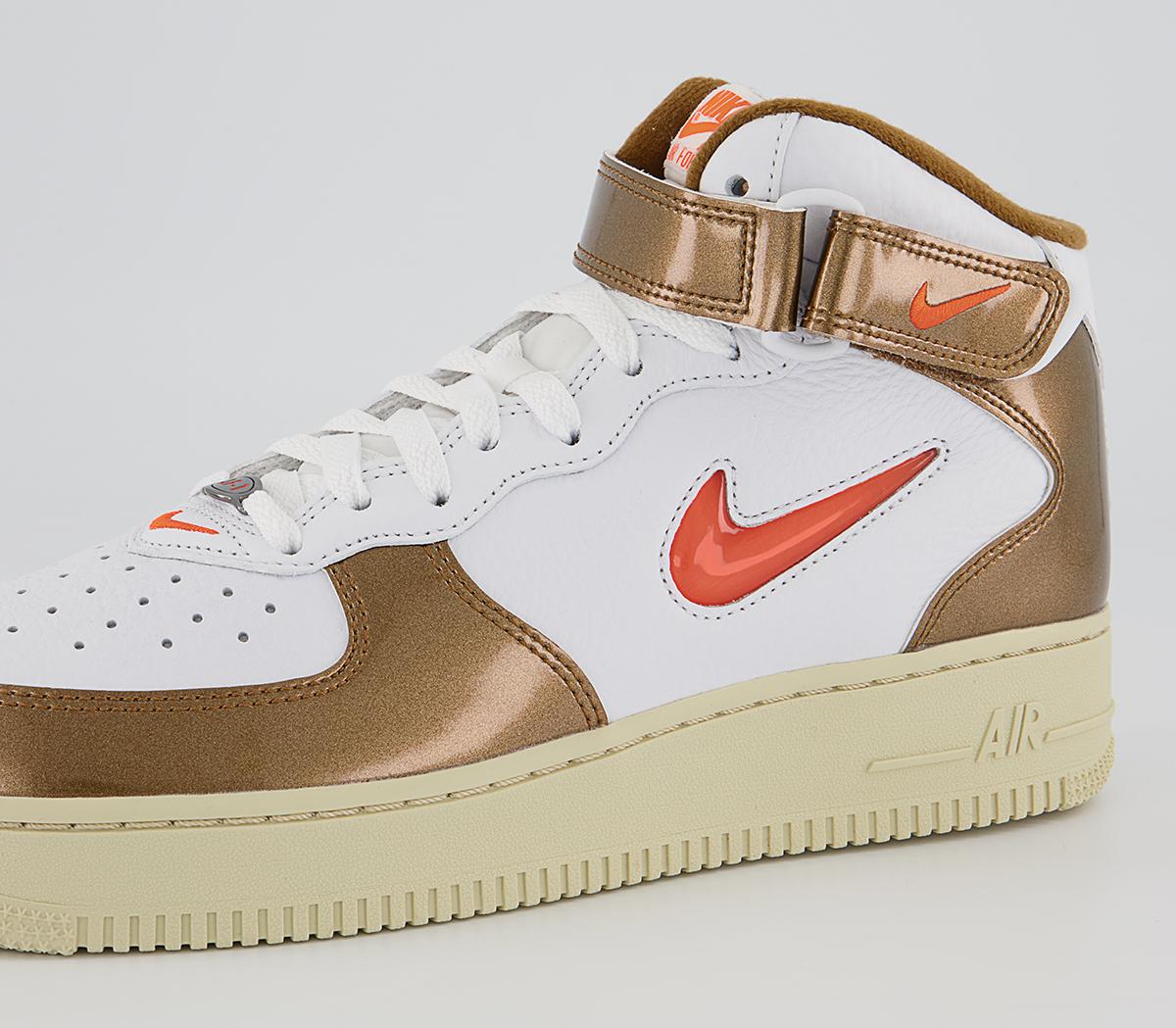 Nike Nike Air Force 1 Mid Trainers Nike Nike Air Force 1 Mid Trainers White Total Orange Ale Brown Beach