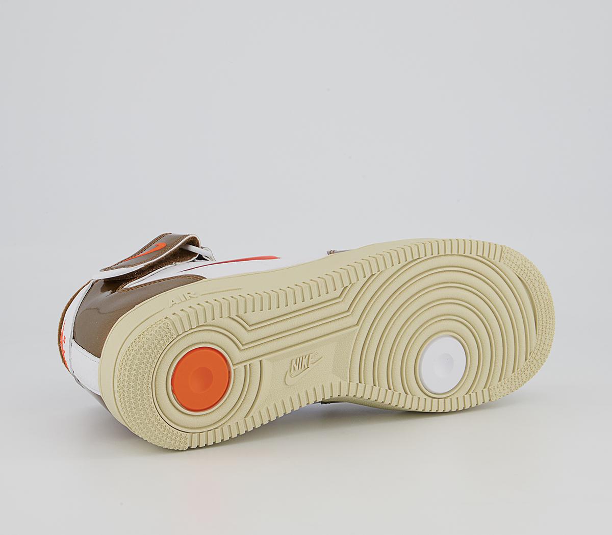 Nike Nike Air Force 1 Mid Trainers Nike Nike Air Force 1 Mid Trainers White Total Orange Ale Brown Beach