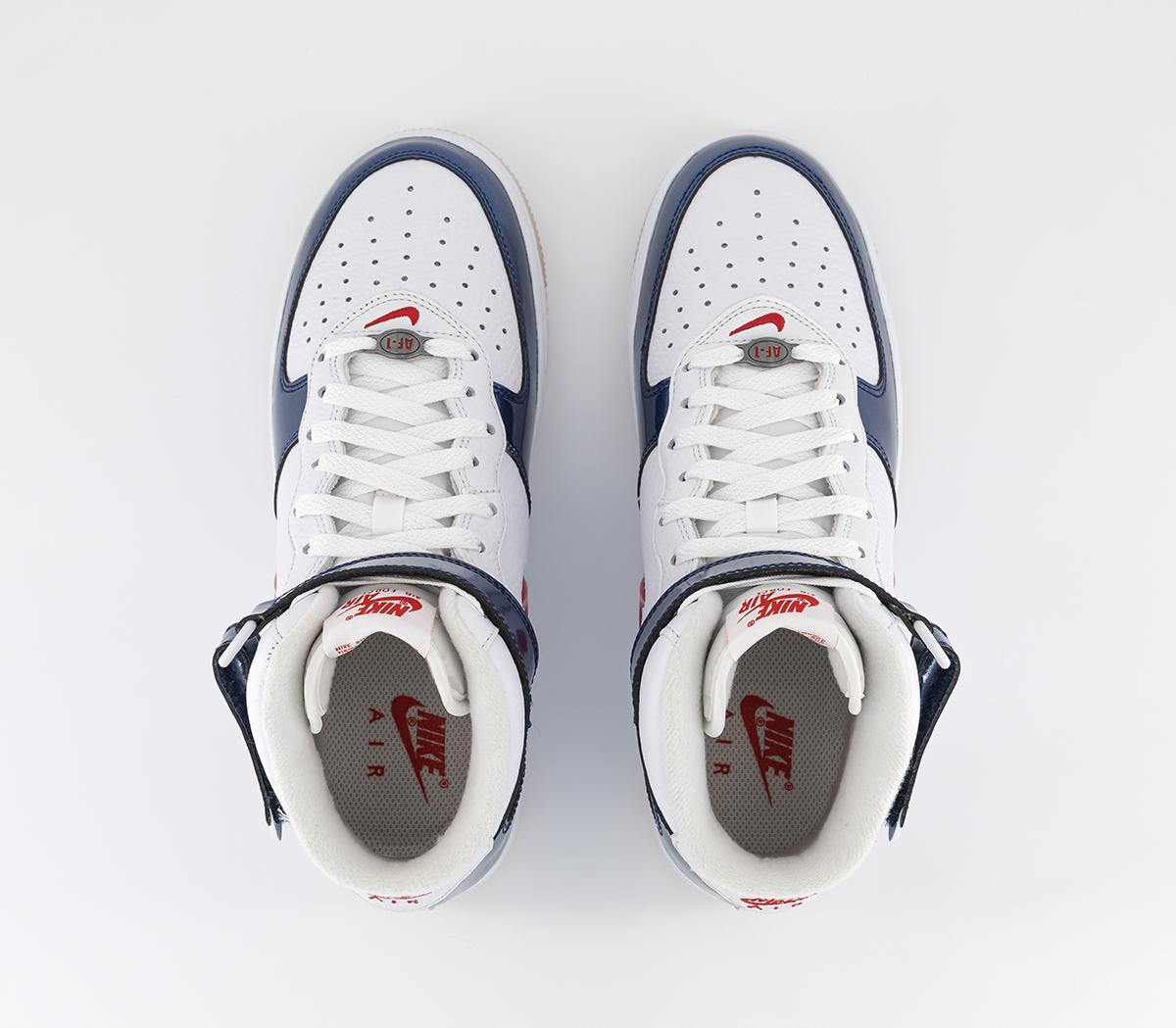 Nike Nike Air Force 1 Mid Trainers Nike Nike Air Force 1 Mid Trainers White University Red Midnight Navy White