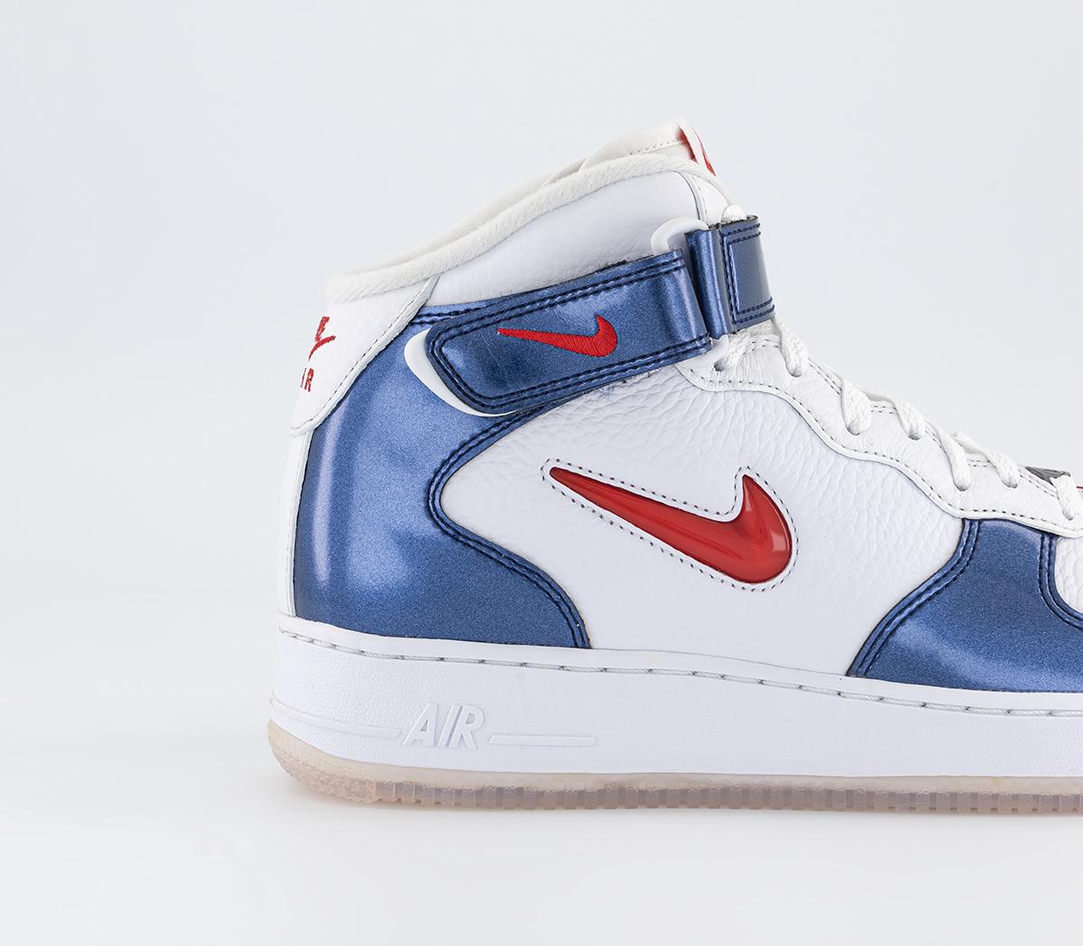 Nike Nike Air Force 1 Mid Trainers Nike Nike Air Force 1 Mid Trainers White University Red Midnight Navy White