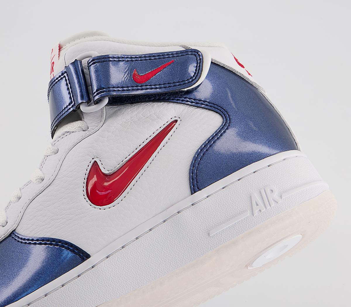 Nike Nike Air Force 1 Mid Trainers Nike Nike Air Force 1 Mid Trainers White University Red Midnight Navy White