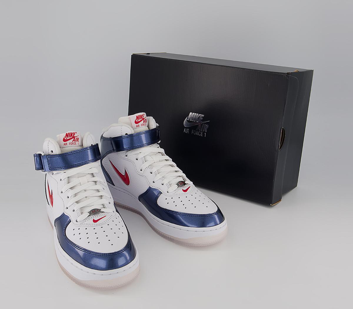 Nike Nike Air Force 1 Mid Trainers Nike Nike Air Force 1 Mid Trainers White University Red Midnight Navy White