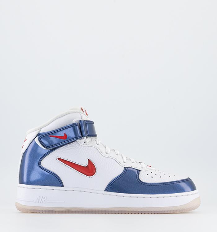 Nike Nike Air Force 1 Mid Trainers White University Red Midnight Navy White