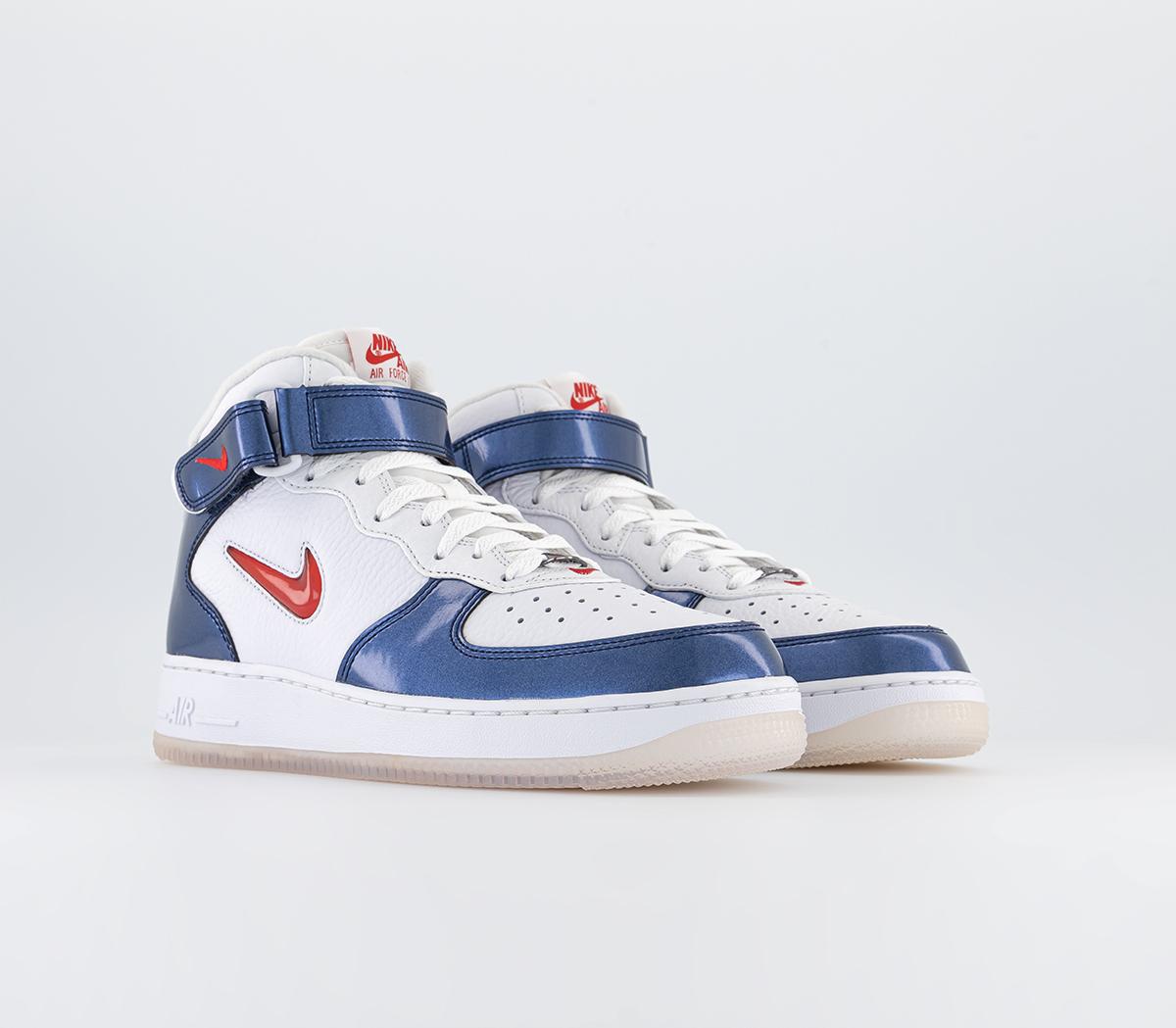 Nike Nike Air Force 1 Mid Trainers Nike Nike Air Force 1 Mid Trainers White University Red Midnight Navy White