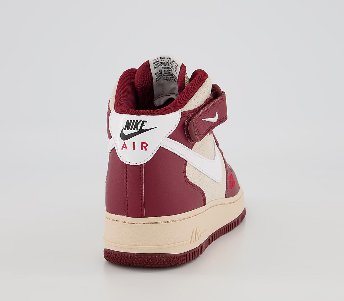 Nike Nike Air Force 1 Mid Trainers Nike Nike Air Force 1 Mid Trainers Team Red White Pearl White Black